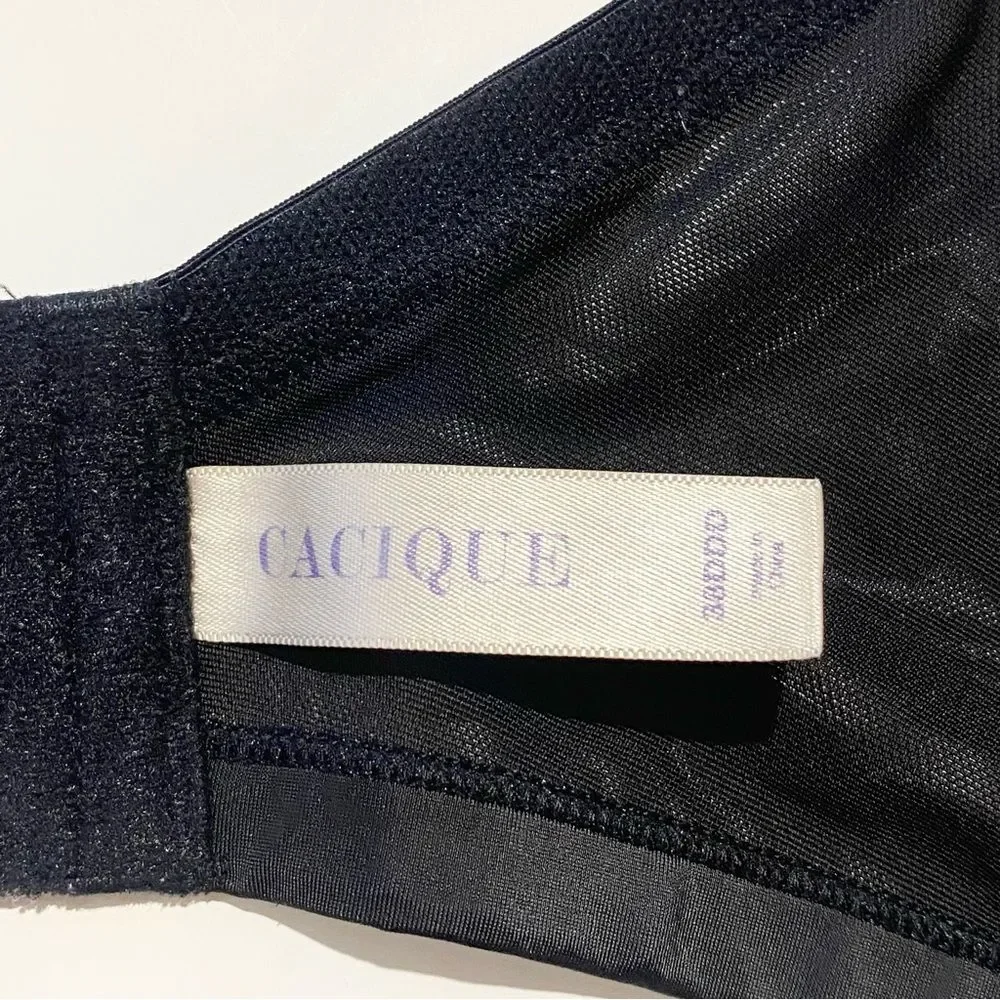 Cacique Black & White Paisley Adjustable Underwire Padded Bra Women's Size 38DDD
